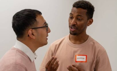 Two people having a conversation