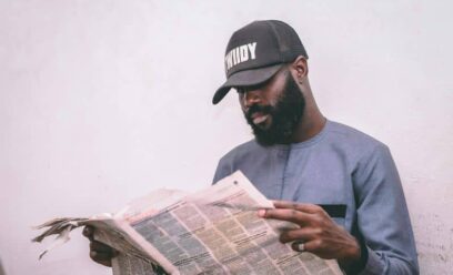 Man reading newspaper